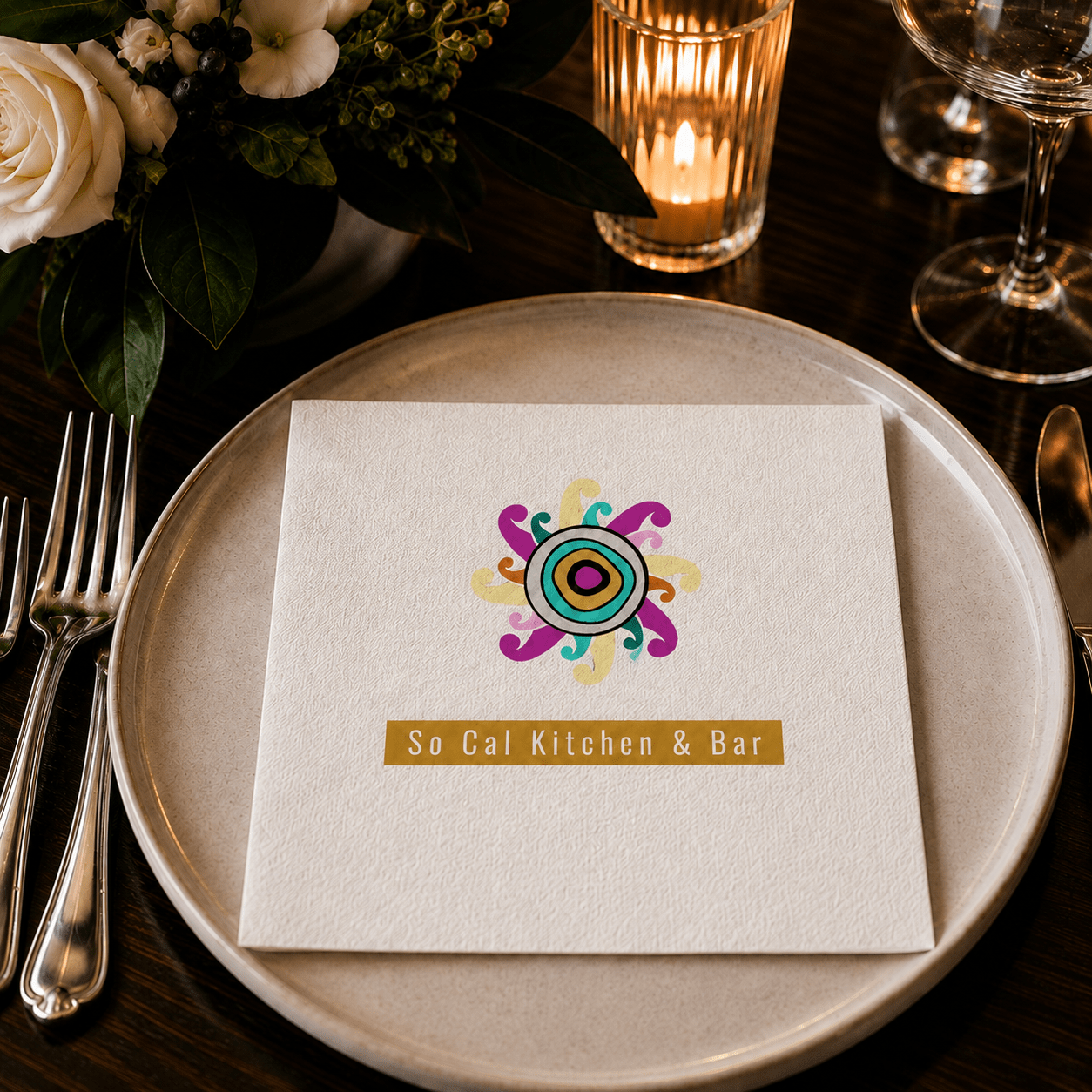 Custom Luxury Linen Like Dinner Napkins - White Linen Four Color - Pick On Us, LLC