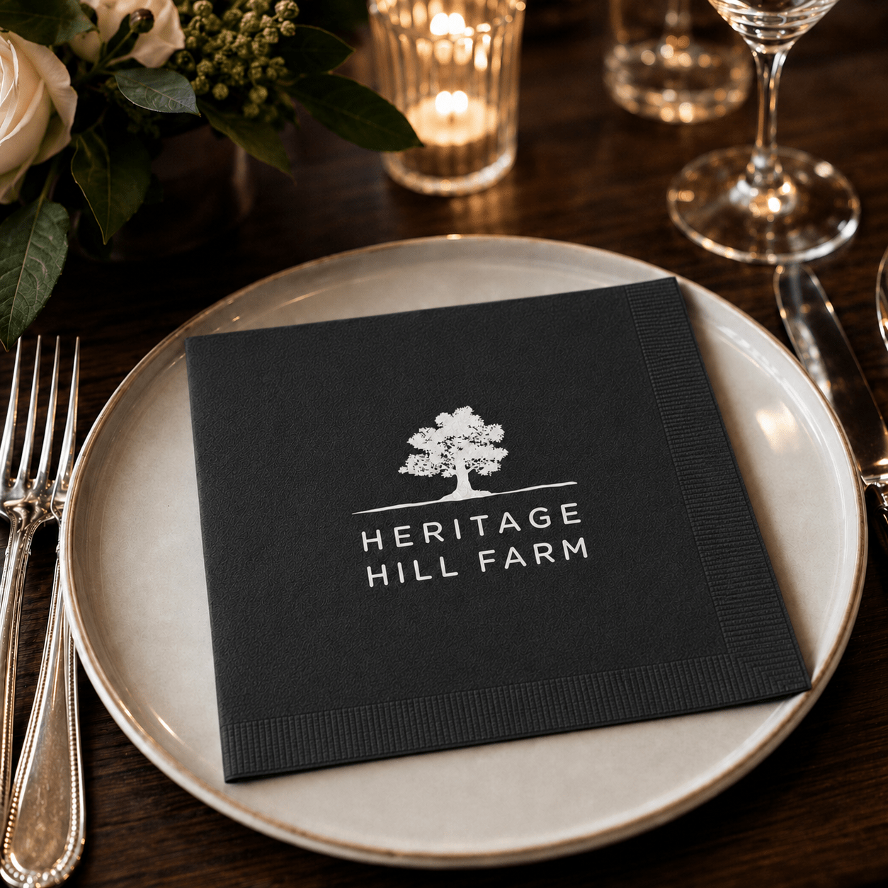 Custom Premium 3-Ply Paper Dinner Napkins - Black - Pick On Us, LLC