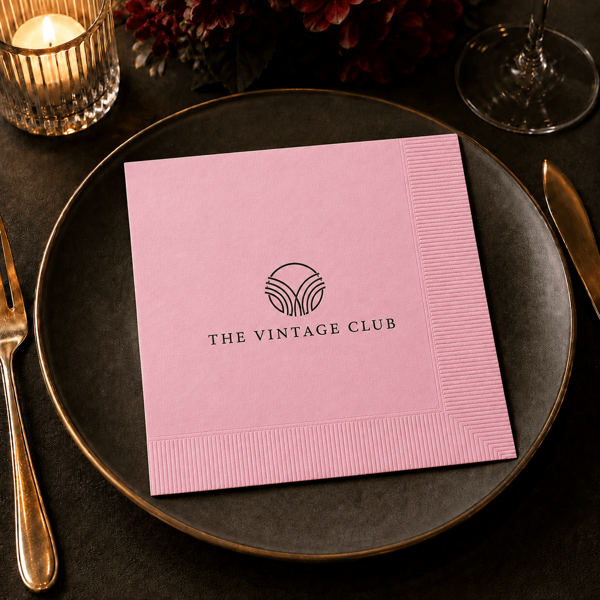 Custom Premium 3-Ply Paper Dinner Napkins - Classic Pink - Pick On Us, LLC