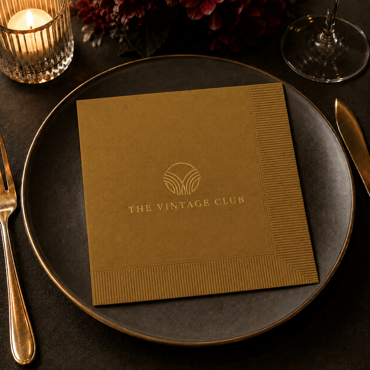 Custom Premium 3-Ply Paper Dinner Napkins - Gold - Pick On Us, LLC