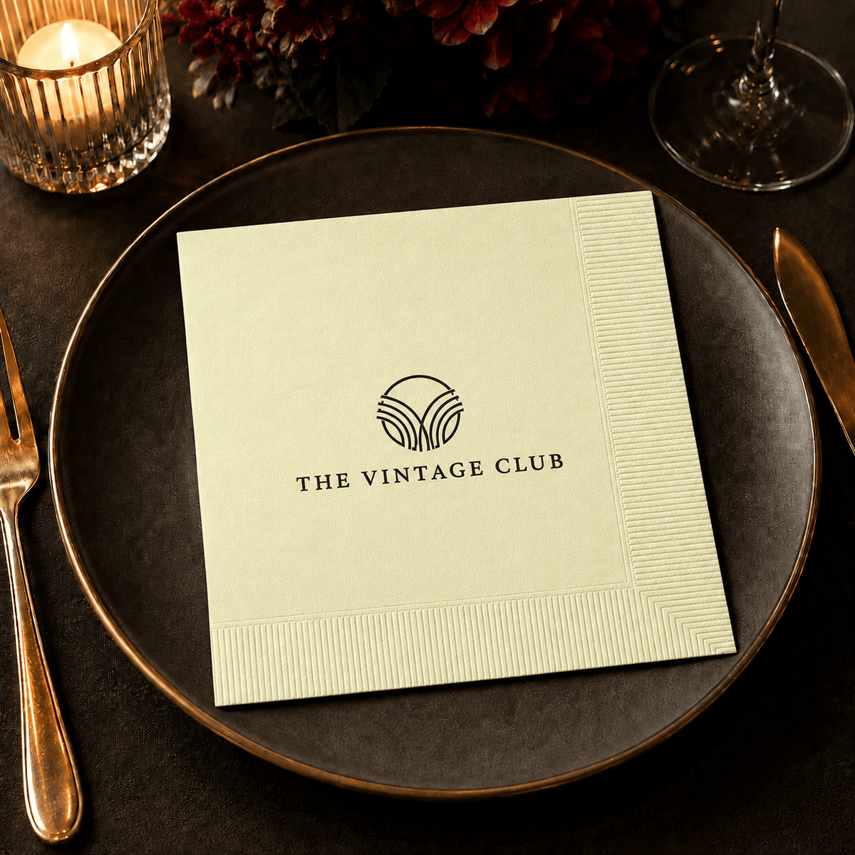 Custom Premium 3-Ply Paper Dinner Napkins - Ivory - Pick On Us, LLC