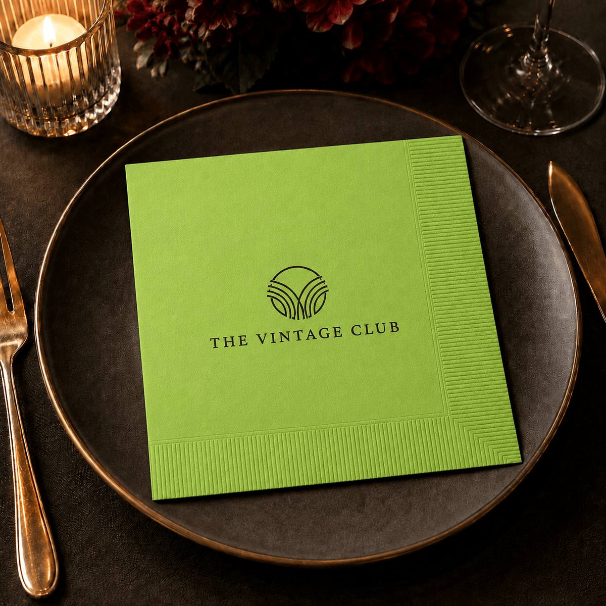 Custom Premium 3-Ply Paper Dinner Napkins - Lime - Pick On Us, LLC
