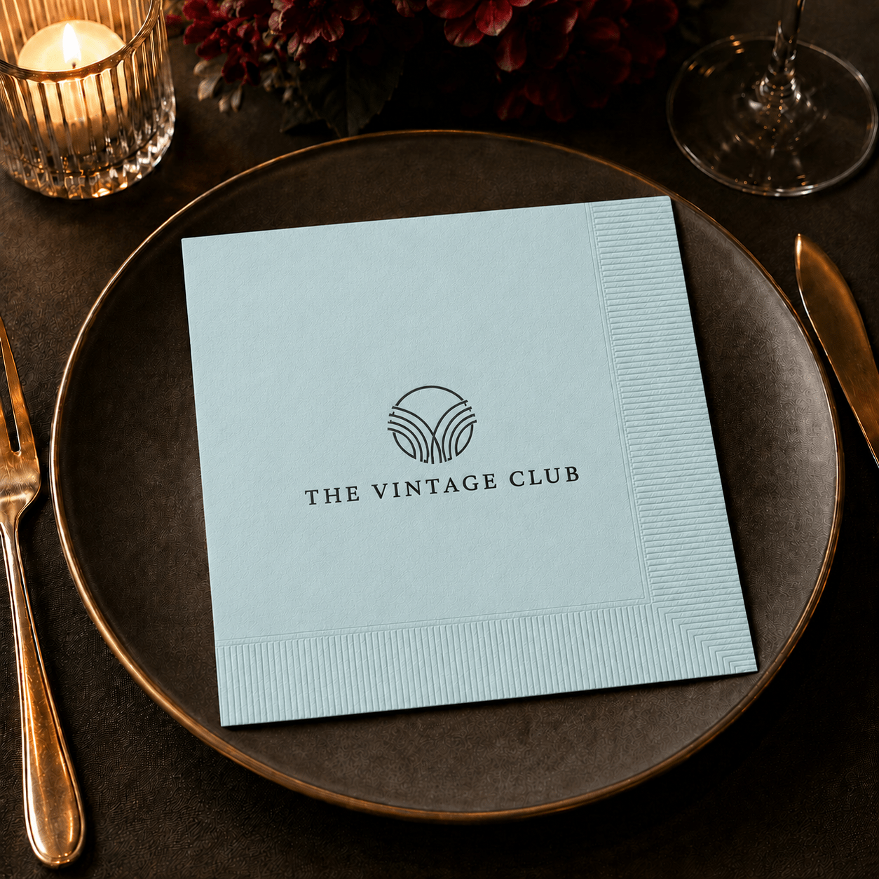 Custom Premium 3-Ply Paper Dinner Napkins - Pastel Blue - Pick On Us, LLC