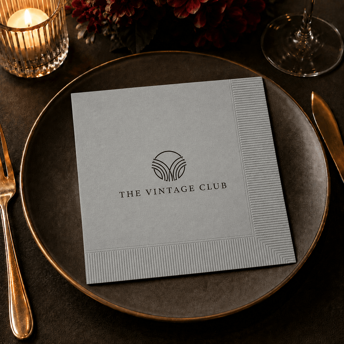 Custom Premium 3-Ply Paper Dinner Napkins - Silver - Pick On Us, LLC