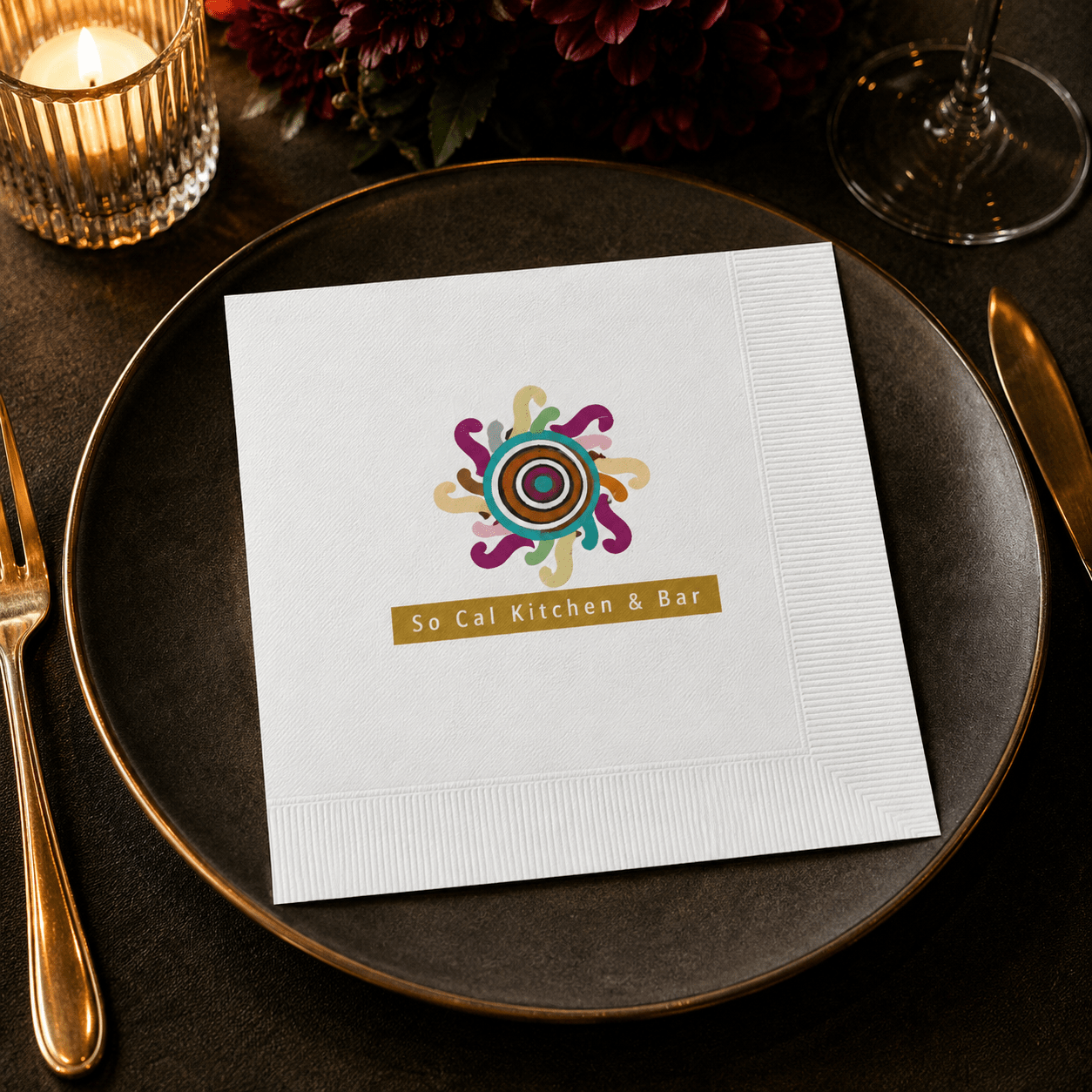Custom Premium 3-Ply Paper Dinner Napkins - White Four Color Premium 3-Ply - Pick On Us, LLC