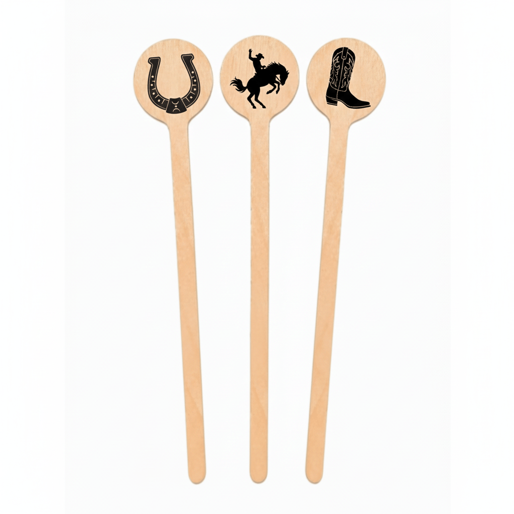 Western Wooden Stirrers / Picks – 6 Inch - Pick On Us, LLC