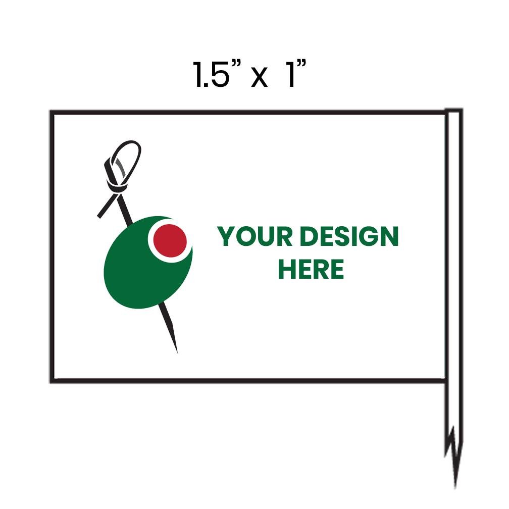 1.5" x 1" Inch Bulk Custom Toothpick Flags - Pick On Us, LLC