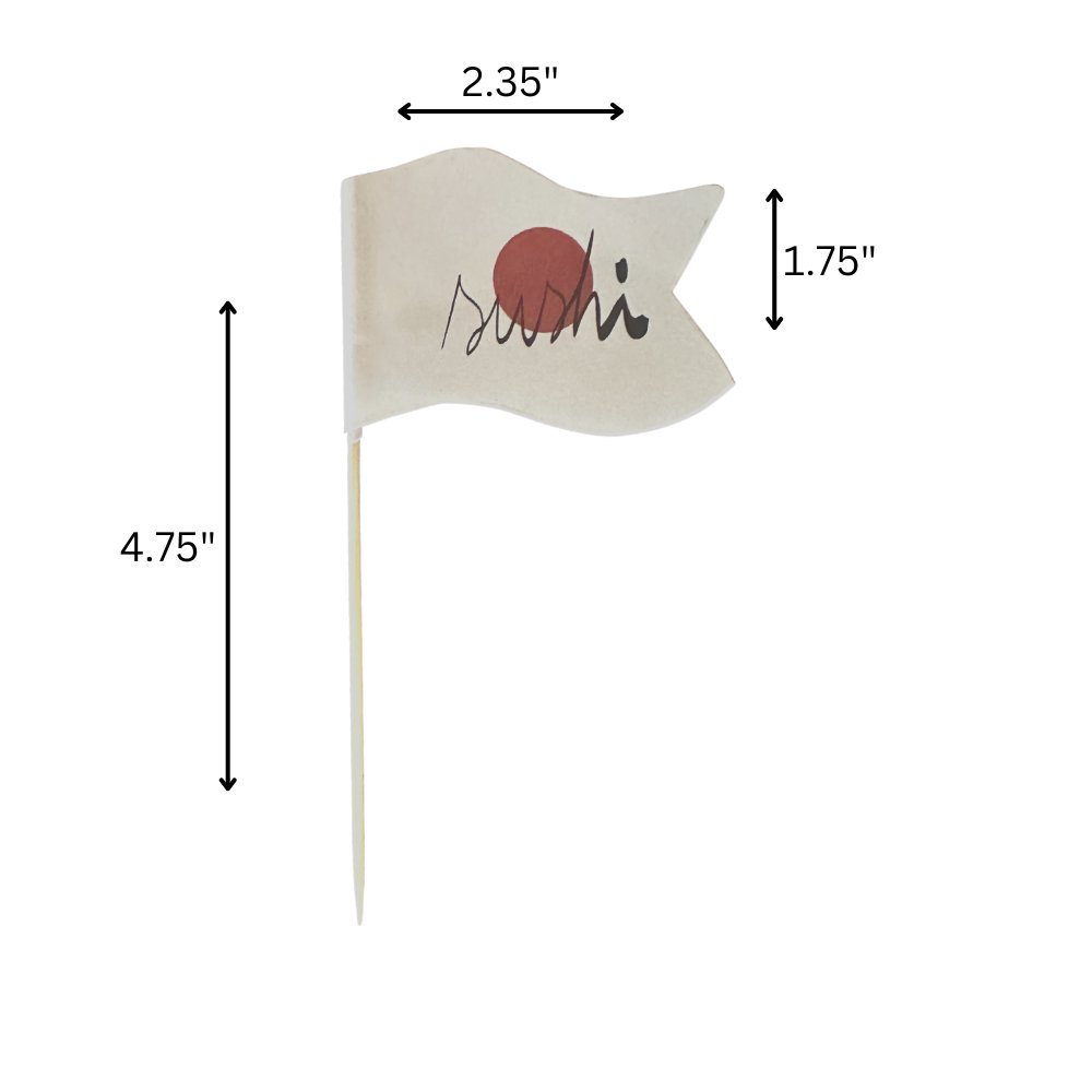 4.75" Bulk Custom Toothpick Flags - Large Wavy Notched - 2.35" x 1.75" - Pick On Us, LLC