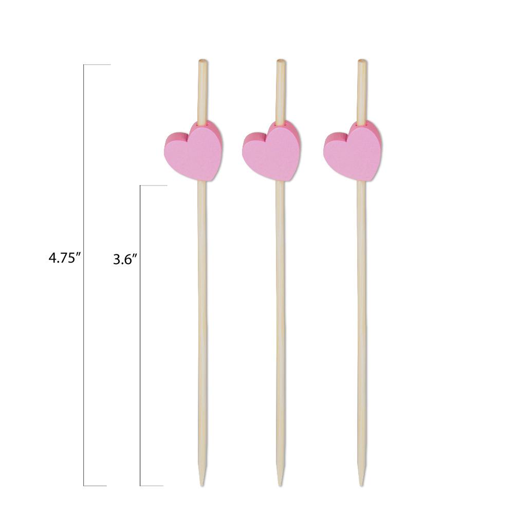4.75 Inch Pink Heart Toothpicks - Pick On Us, LLC