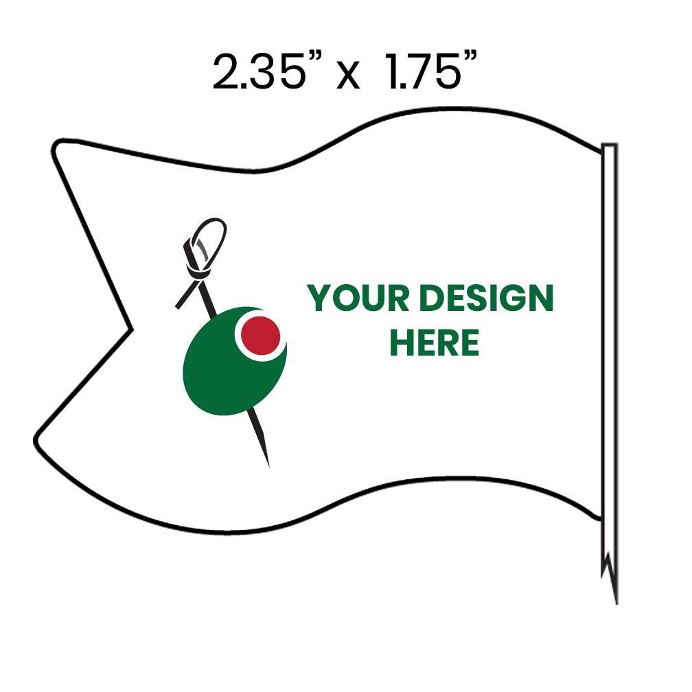 6" Bulk Custom Toothpick Flags - Large Wavy Notched - 2.35" x 1.75" - Pick On Us, LLC