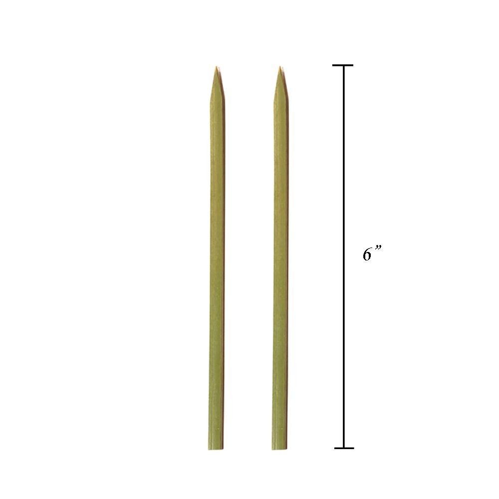 6 inch Flat Bamboo Skewer - Pick On Us, LLC