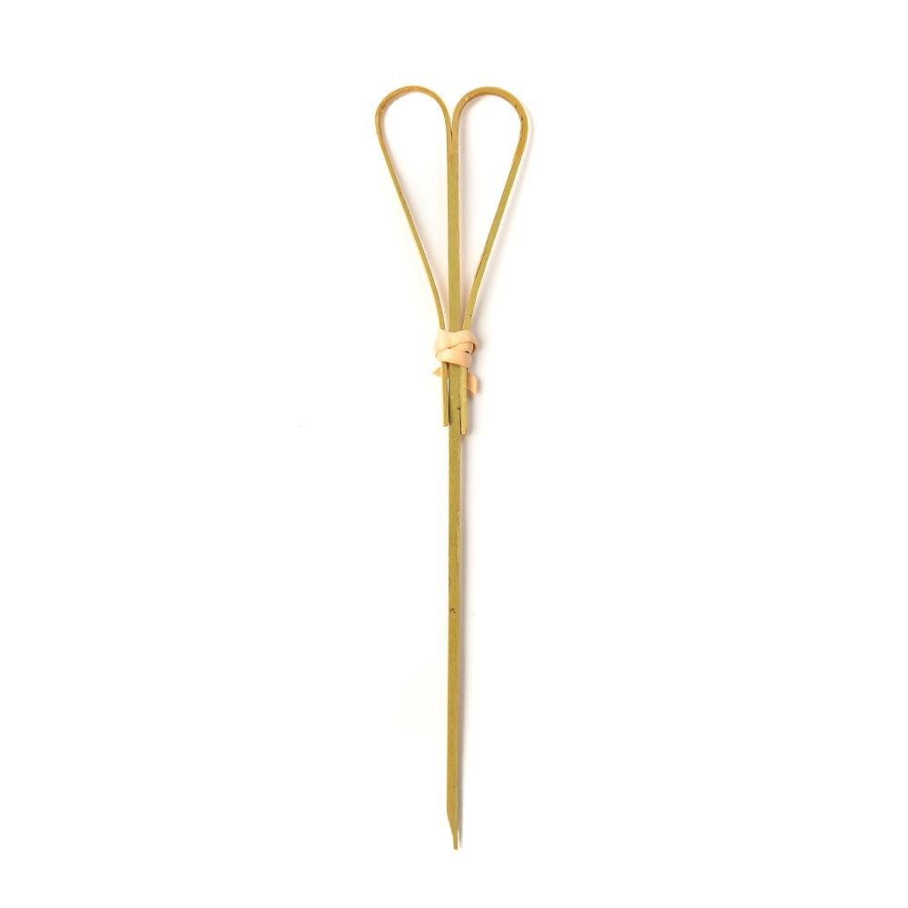 6 Inch Green Bamboo Tied Heart Picks - Pick On Us, LLC