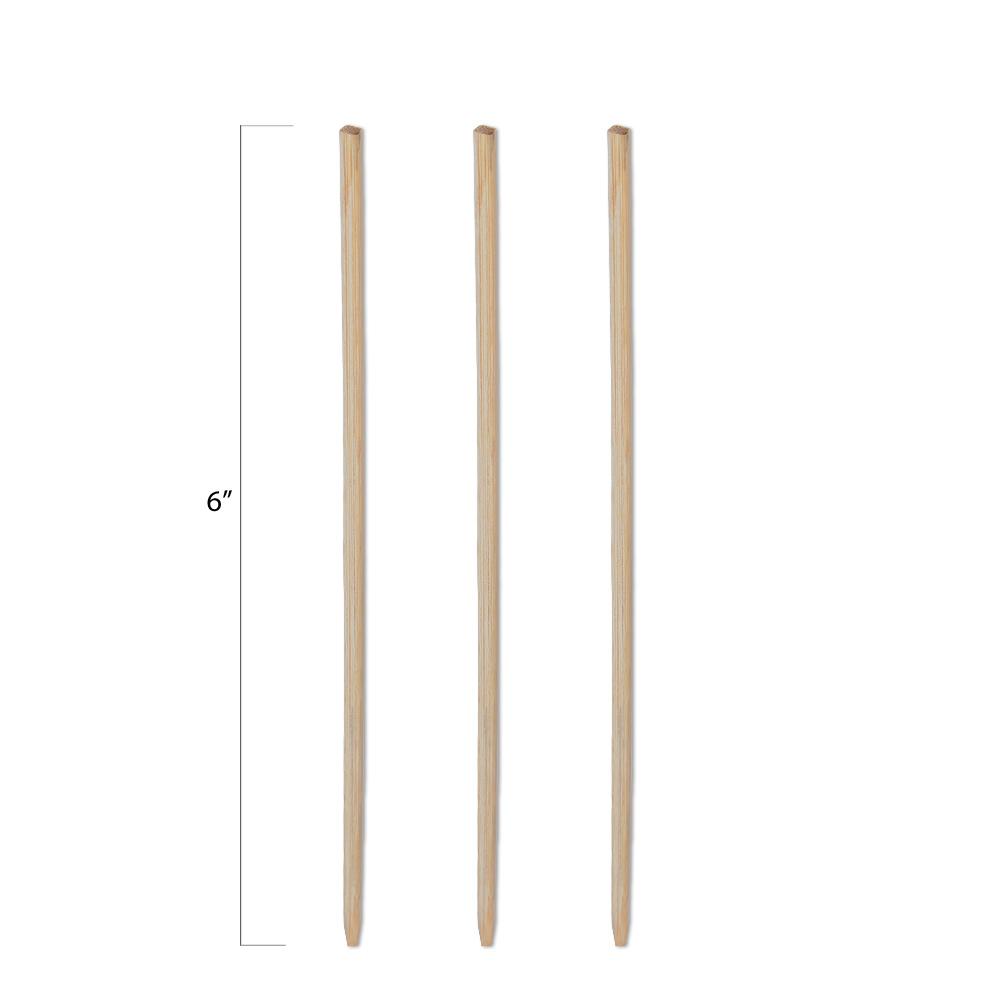 Bamboo Square Skewers - 6 Inch - Pick On Us, LLC