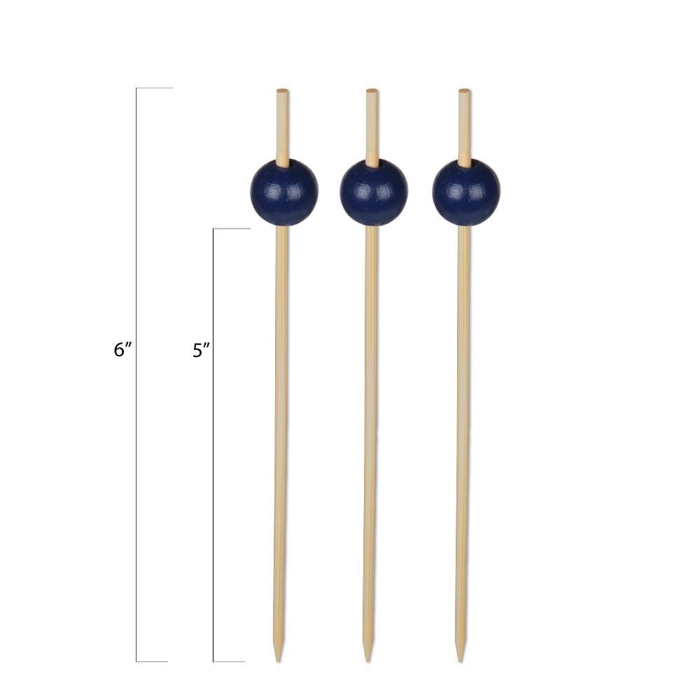 Blue Ball Bamboo Skewers - 6 Inch - Pick On Us, LLC