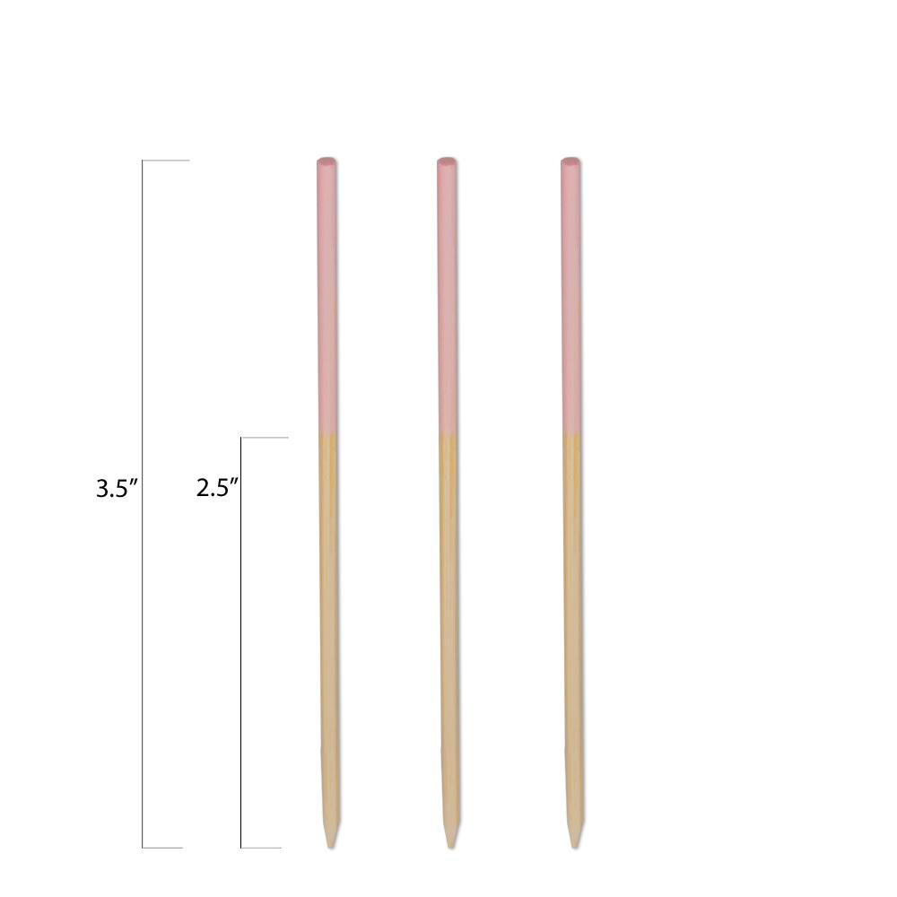 Color-Tip Bamboo Toothpicks - Pink - 3.5 Inch - Pick On Us, LLC