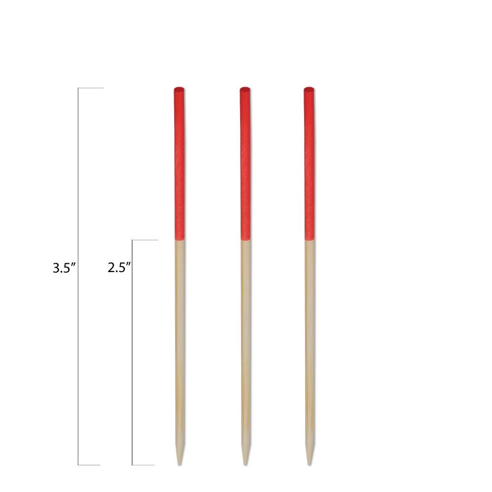 Color-Tip Bamboo Toothpicks - Red - 3.5 Inch - Pick On Us, LLC