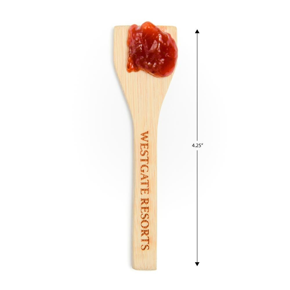 Custom Bamboo Tasting Spatulas - 4.25 Inch - Pick On Us, LLC