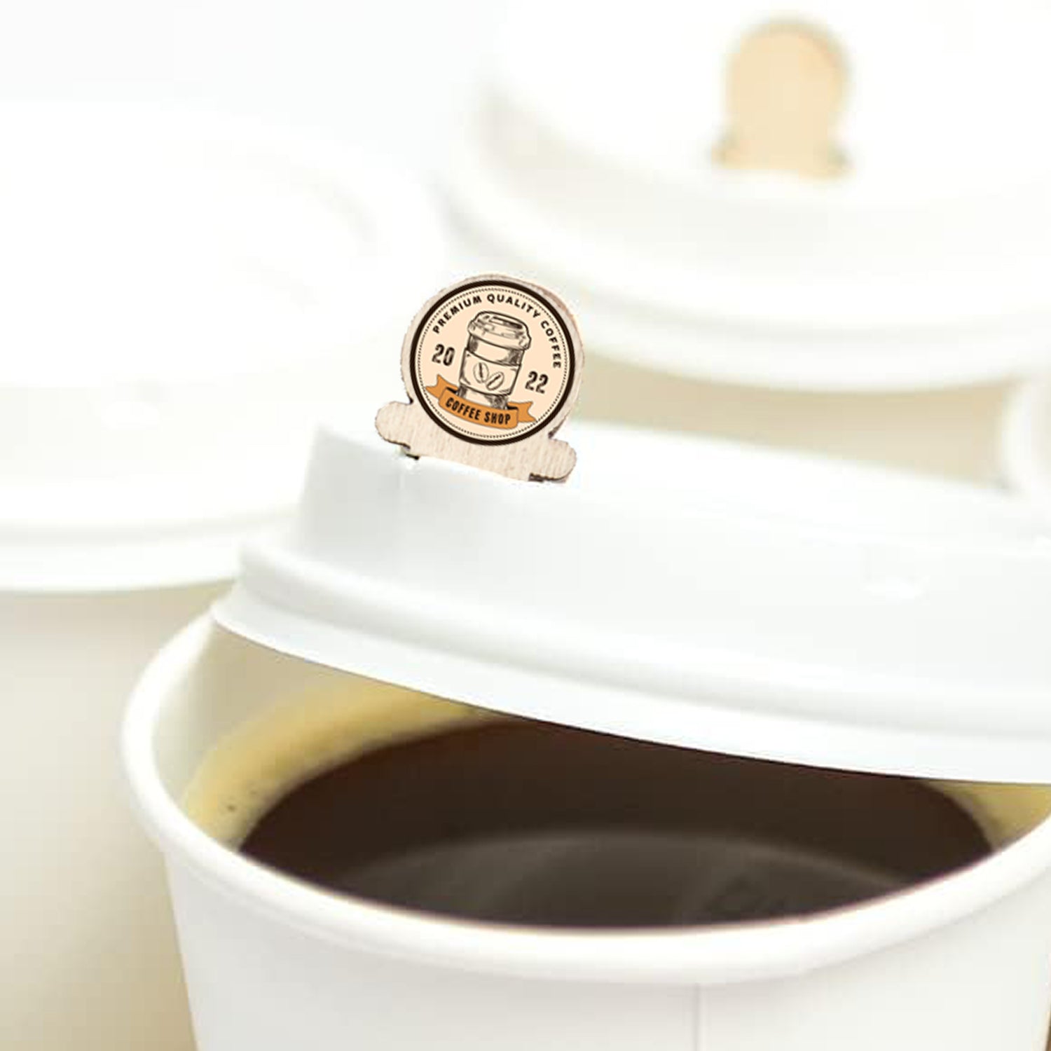 Custom Wooden Coffee Lid Plug - Custom Coffee Cup Lid Stoppers - Pick On Us, LLC