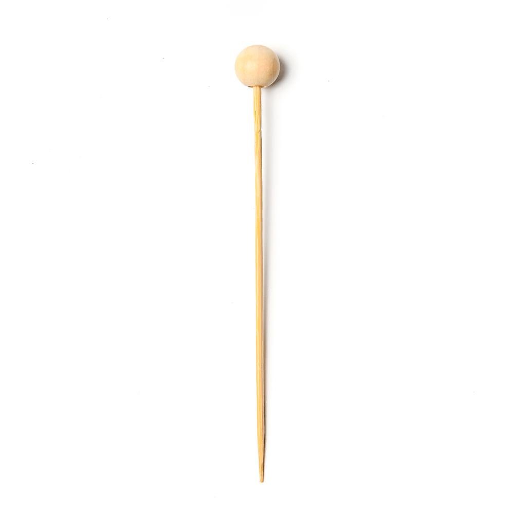 Natural Ball Bamboo Skewer - 4.75 Inch - Pick On Us, LLC