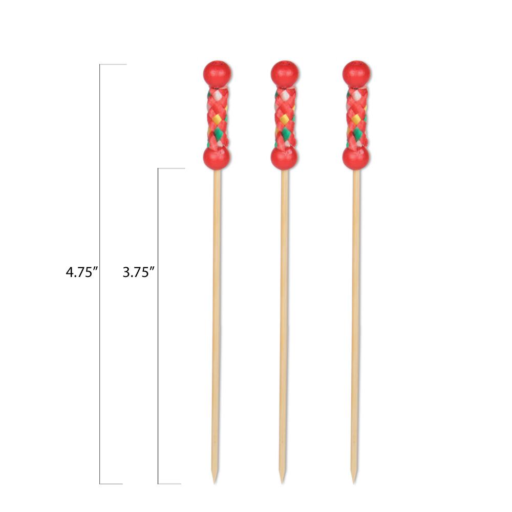 Red Braided Toothpicks - 4.75 Inch - Pick On Us, LLC