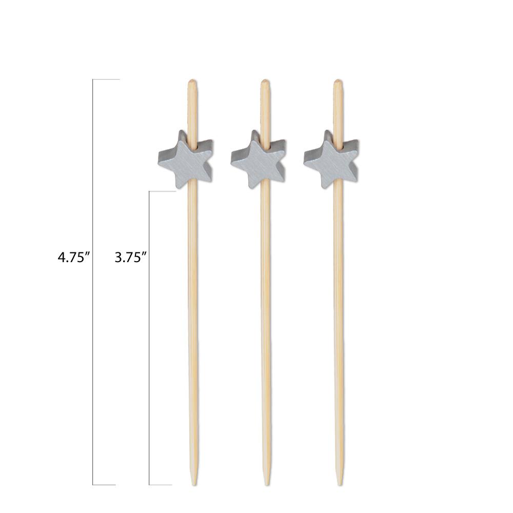 Silver Star Toothpicks - 4.75 Inch - Pick On Us, LLC