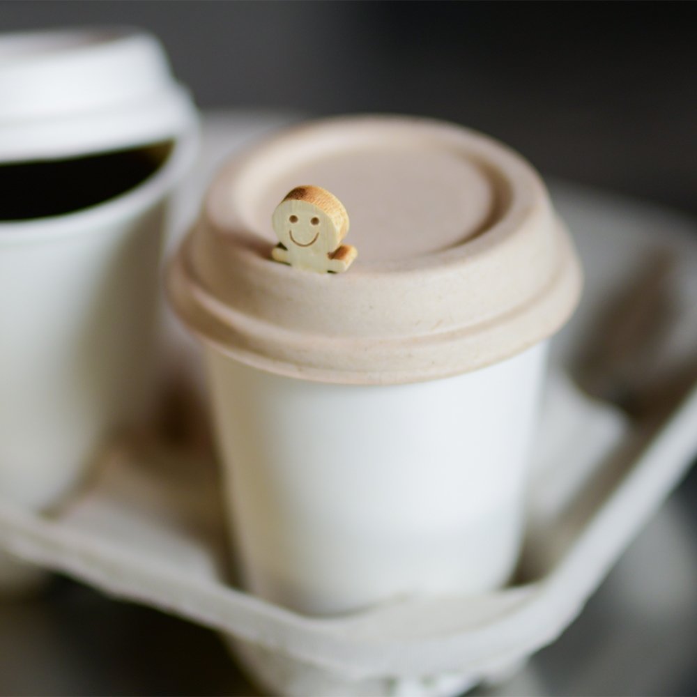 Custom Bamboo Coffee Mug Lid w/ Spoon Hole