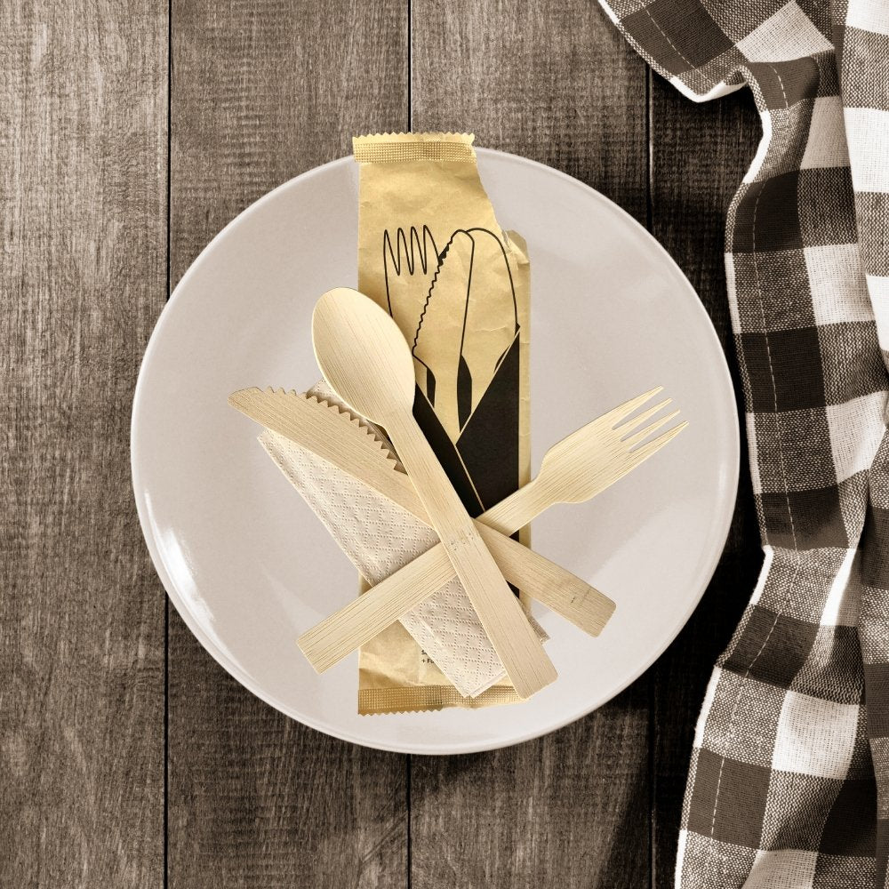 Wrapped Premium Bamboo Utensil Set - Pick On Us, LLC