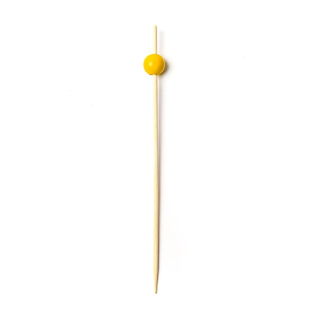 Yellow Ball Bamboo Skewers - 6 Inch - Pick On Us, LLC